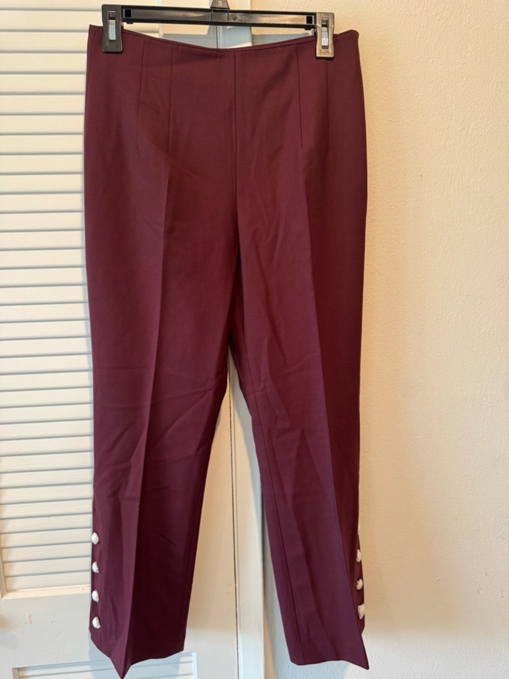 Club Monaco Wine Dress Pants with Hem Button Detail